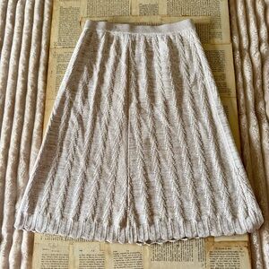 Cream Cable-Knit A-Line Skirt ; Cottagecore Bohemian Skirt